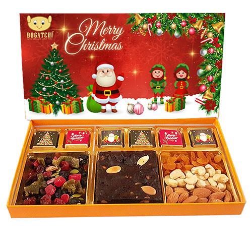 BOGATCHI Christmas Gifts, Merry Christmas Chocolates, Premium Xmas Gift Box, 18 Pieces
